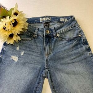 Rewash Jeans Womens Junior Classic Rise Vintage Light Wash Distressed 25" Sz 1 #